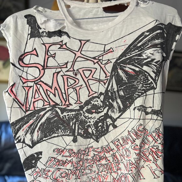 Sex Vampire Punk Rock Poetry Graphic T-Shirt - Edgy Band Tee - Picture 1 of 6